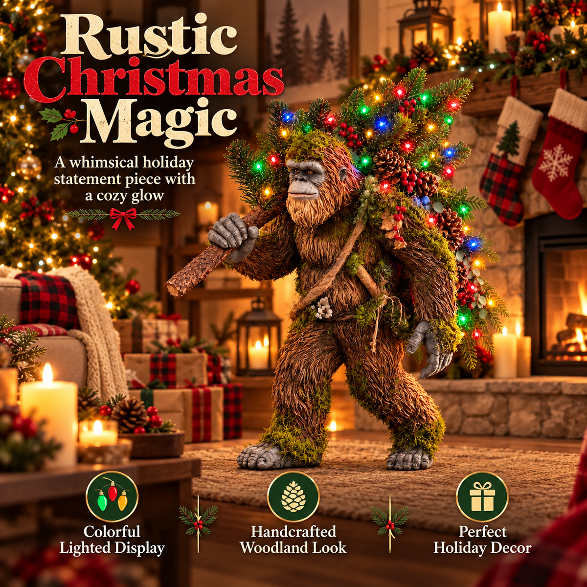 🎄 Woodland Sasquatch – Lighted Christmas Porch Decor