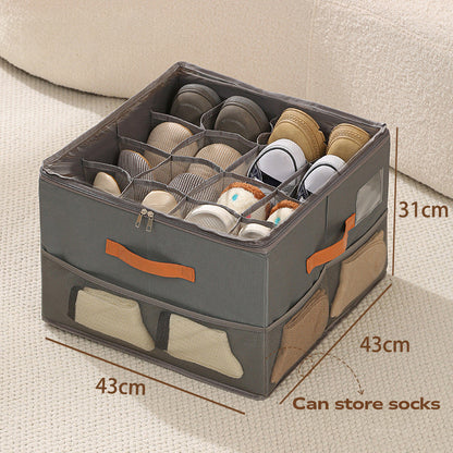 👟Space-Saving Fabric Shoe Storage Box with Clear Lid