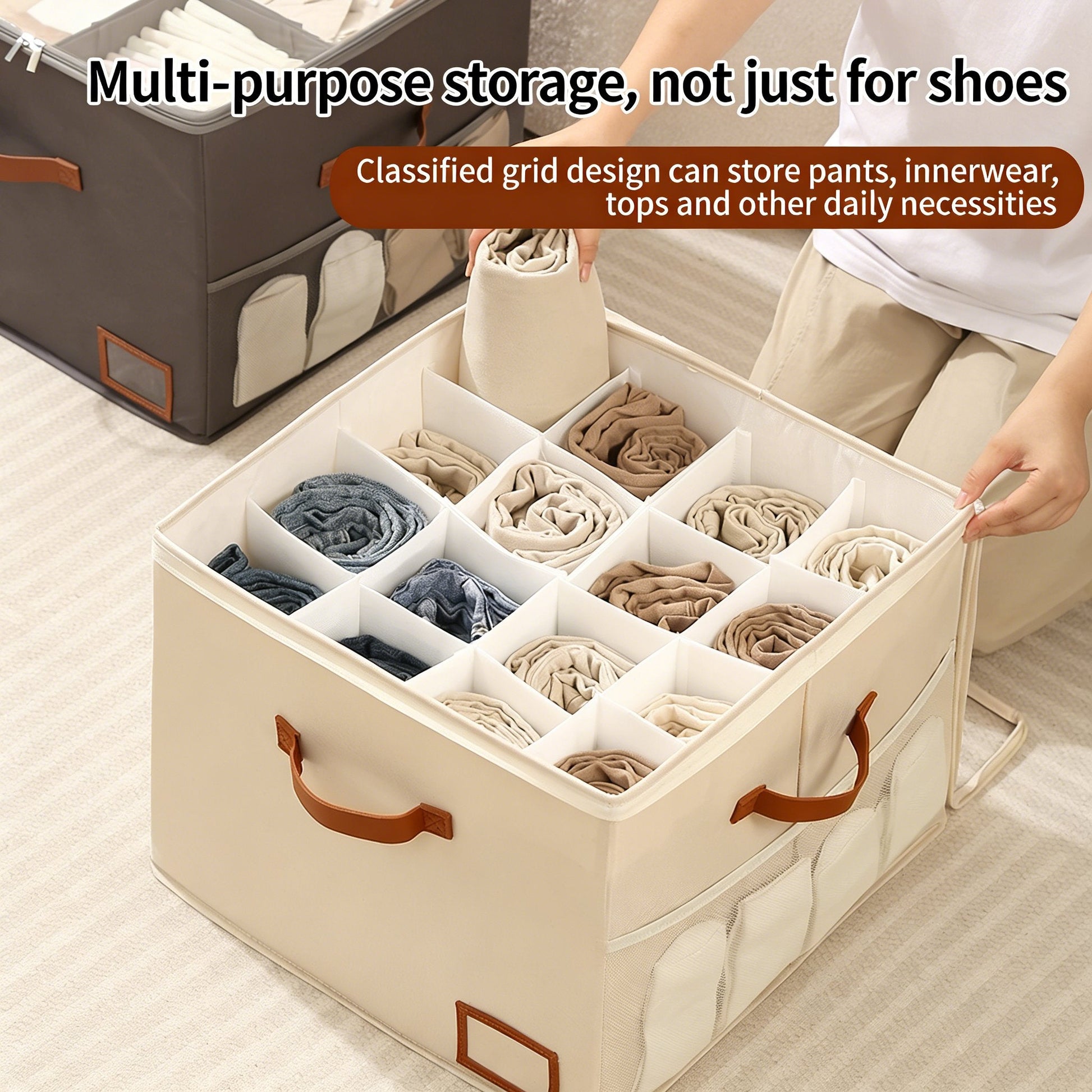 👟Space-Saving Fabric Shoe Storage Box with Clear Lid
