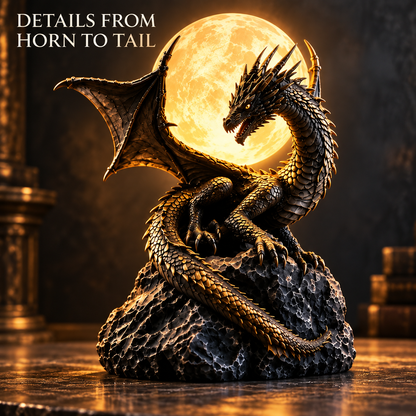 🐉 Gothic Dragon Moon Lamp – Glowing Fantasy Statue