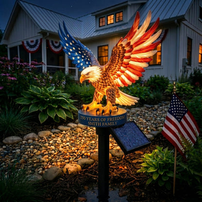 🔥48% OFF Custom Engraved Bald Eagle Solar Yard Lamp✨ American Freedom Statue