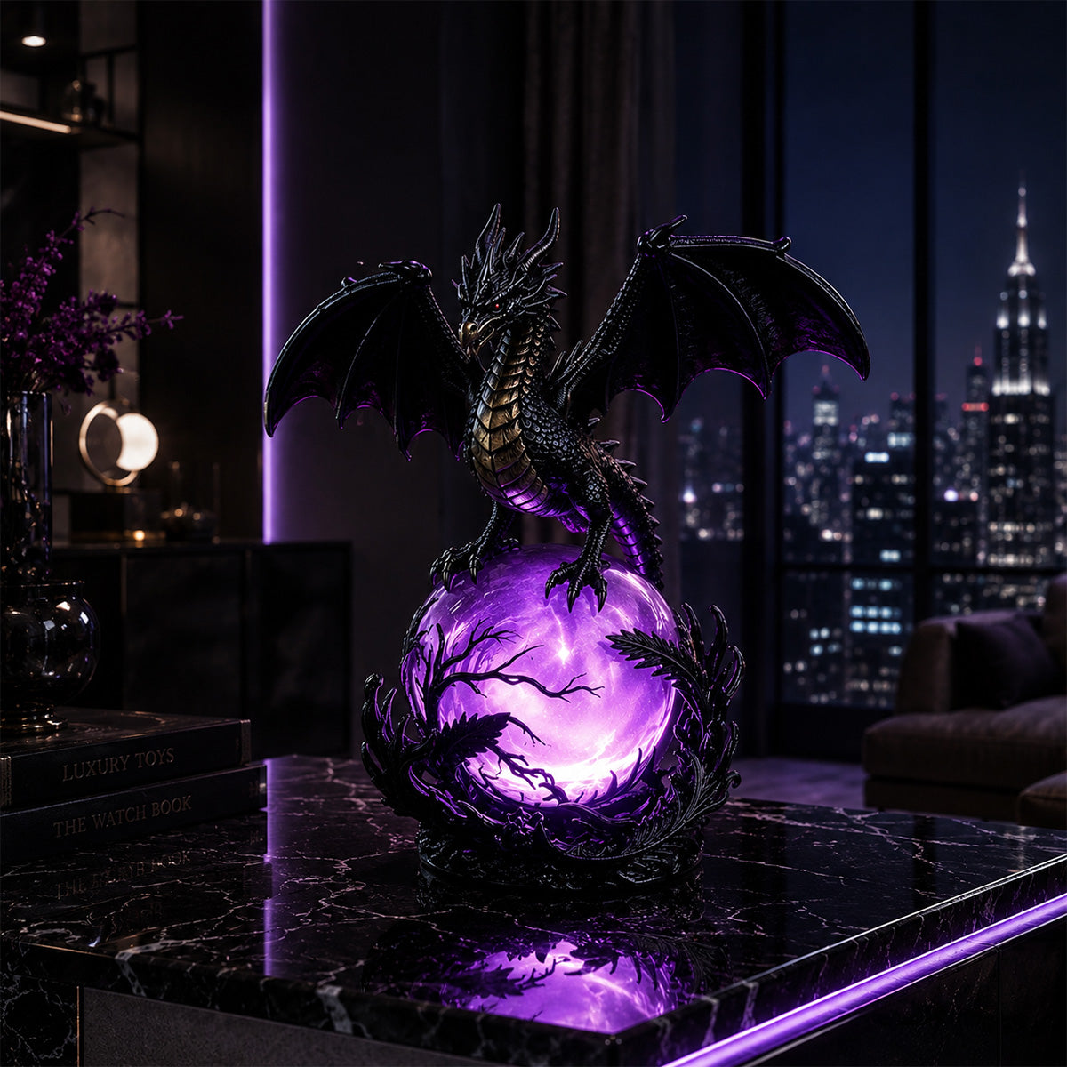 🔥Free Shipping🔮 Gothic Dragon LED Crystal Ball Lamp — Dark Aesthetic Decor