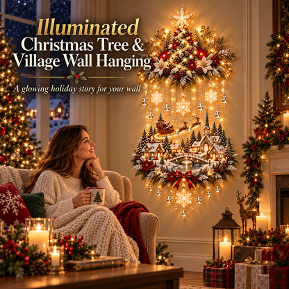 🎄 Magical Christmas Tree & Village Wall Light ✨ Cascading Warm Holiday Glow