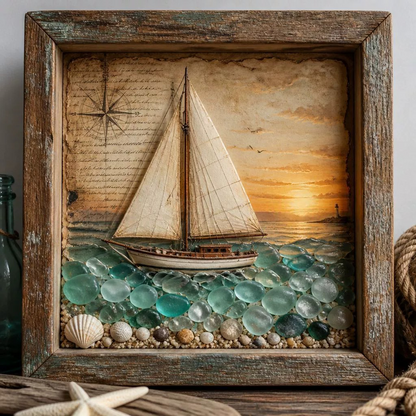 🌊 Sea Glass Lighthouse Night Light ✨ Bring Coastal Charm to Any Room