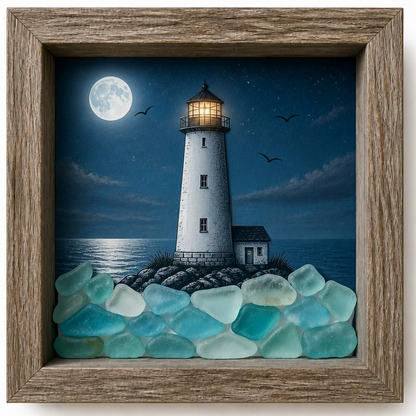 🌊 Sea Glass Lighthouse Night Light ✨ Bring Coastal Charm to Any Room