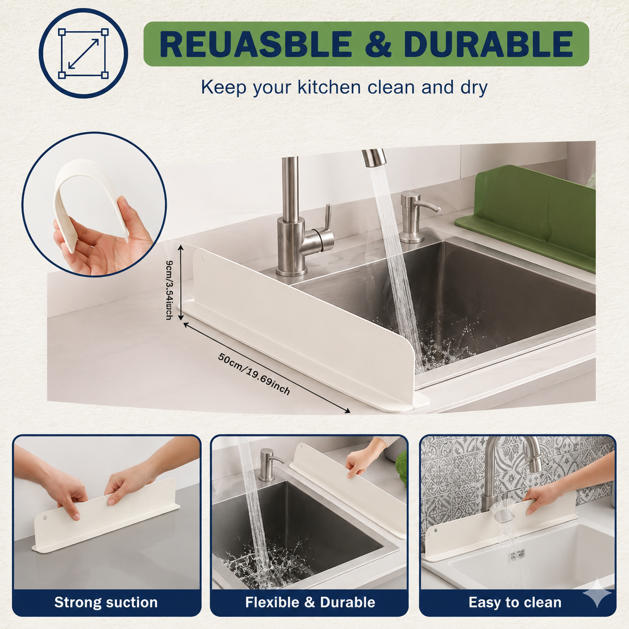 💦 Silicone Sink Splash Guard – Keep Counters Dry & Splash-Free