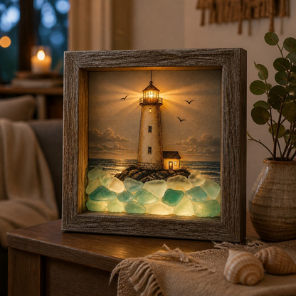 🌊 Sea Glass Lighthouse Night Light ✨ Bring Coastal Charm to Any Room