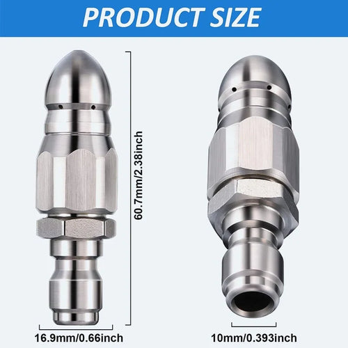 💥Heavy-Duty Stainless Sewer Jet Nozzle Kit, Quick Disconnect Pressure Washer Attachment for Home & Commercial Drains
