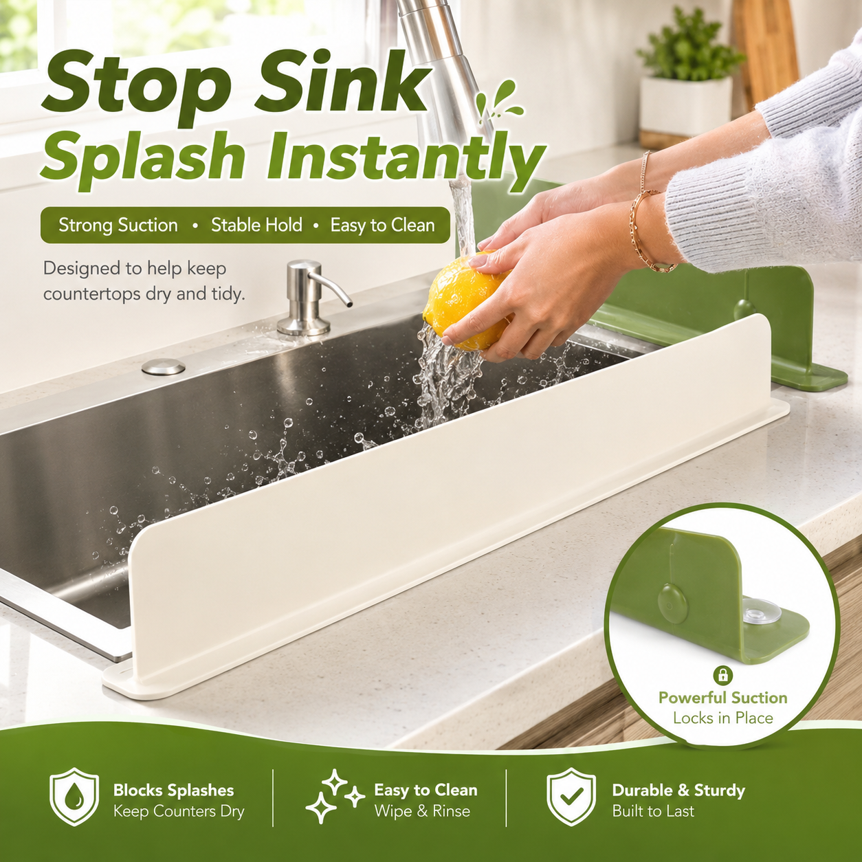 💦 Silicone Sink Splash Guard – Keep Counters Dry & Splash-Free