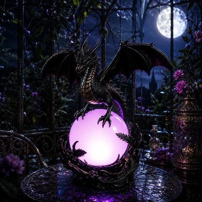 🔥Free Shipping🔮 Gothic Dragon LED Crystal Ball Lamp — Dark Aesthetic Decor