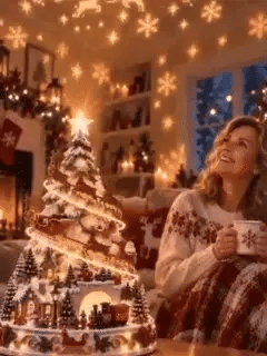 🎄Christmas Village Projection Centerpiece – 4 Themed Villages