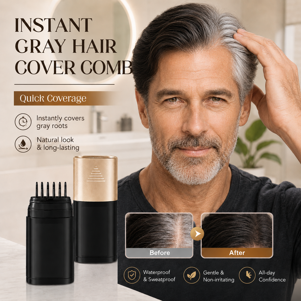 🔥Last Day 55% OFF🔥Instant Grey Hair Cover Comb-LONG-Lasting & Transfer-Resistant💧