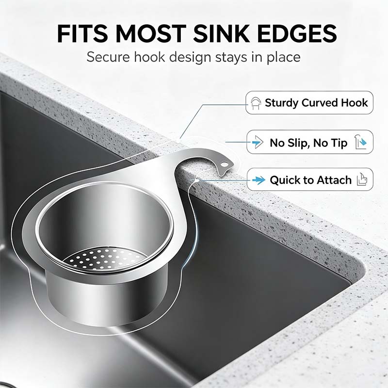 🔥Swan Kitchen Sink Drain Basket🦢Stainless Steel Food Waste Catcher