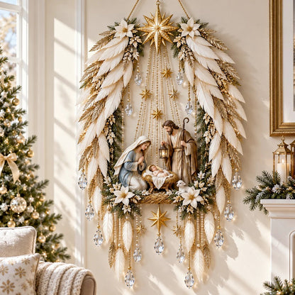 ✨🎄 Lighted Angel Wings Nativity Decor – Warm Christmas Wall Accent