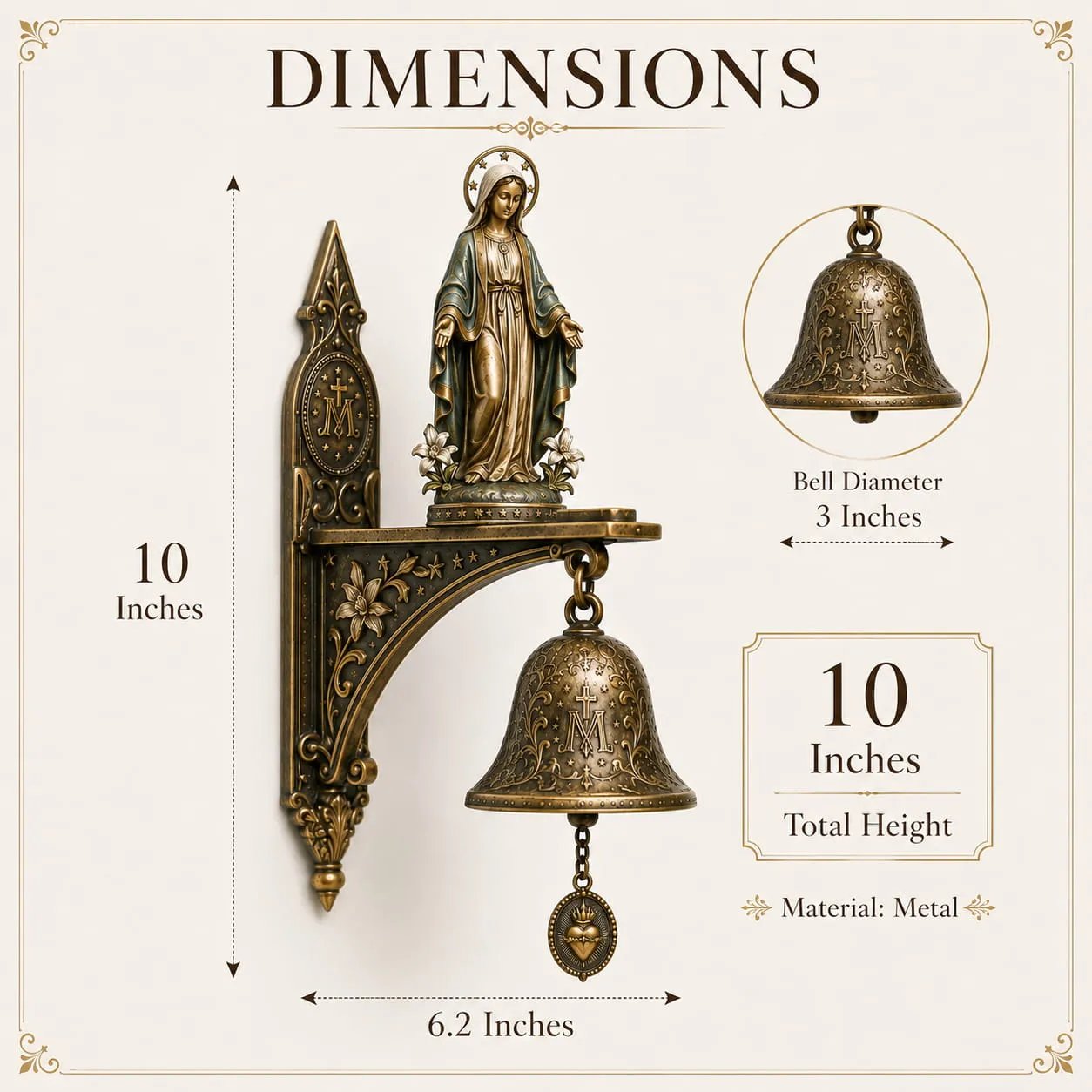 ✨ Our Lady of Grace Miraculous Medal Wall Bell – A Meaningful Catholic Gift for Mom, Grandma & Women of Faith