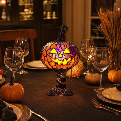 Exquisite & Durable✨ Halloween Stained Glass Style Pumpkin Table Lamp🎃🔥