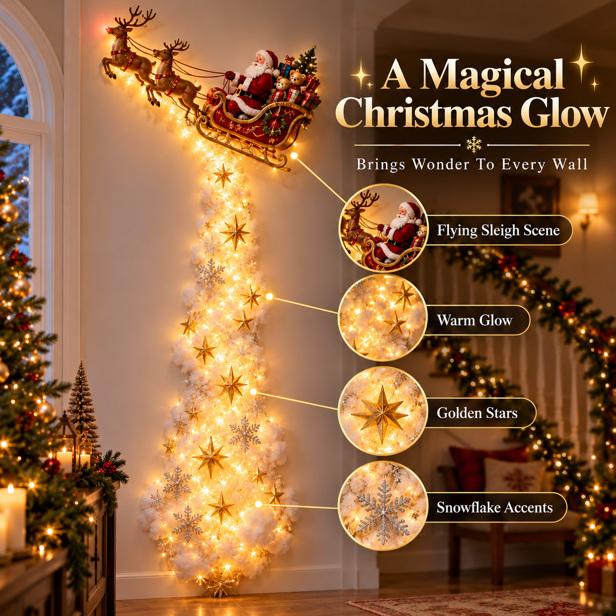 🎄48% OFF｜Christmas Magic Trail Wall Light – Layered Lighted Christmas Scene✨