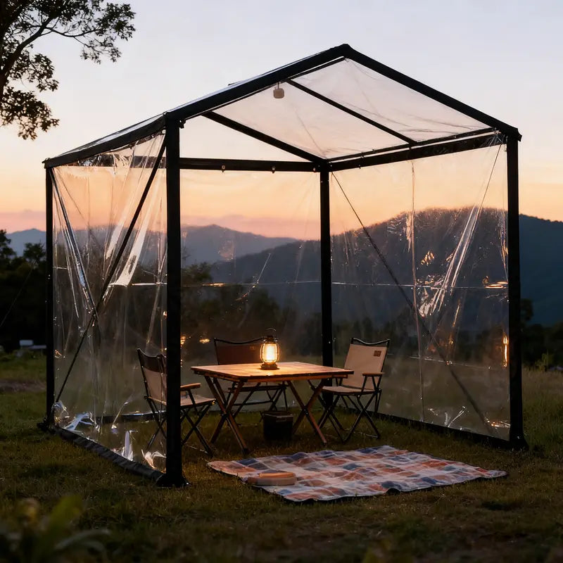 ☔Clear Waterproof PE Tarp, Transparent Outdoor Cover with Metal Grommets