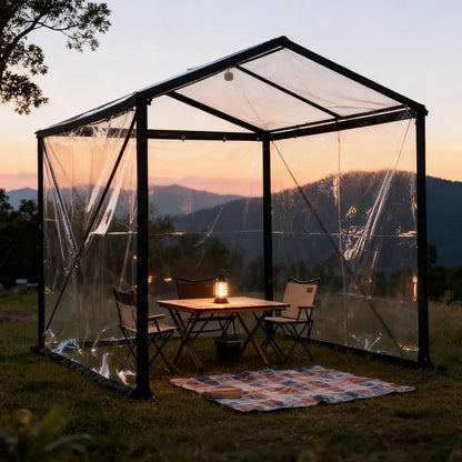 ☔Clear Waterproof PE Tarp, Transparent Outdoor Cover with Metal Grommets