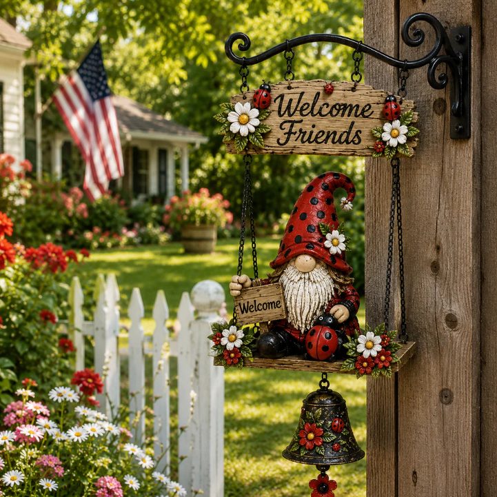 ⏰Limited Time 50% OFF🐞 Rustic Gnome Bell – Charming Garden Yard Decor