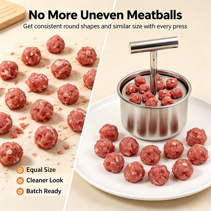 🥩 Stainless Steel 6-Hole Meatball Maker, Quick DIY Tool for Meat Balls, Fish Balls, Veggie Balls & Ice Cream