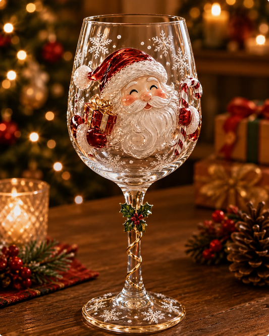 Santa Claus Christmas decorative stemmed glass