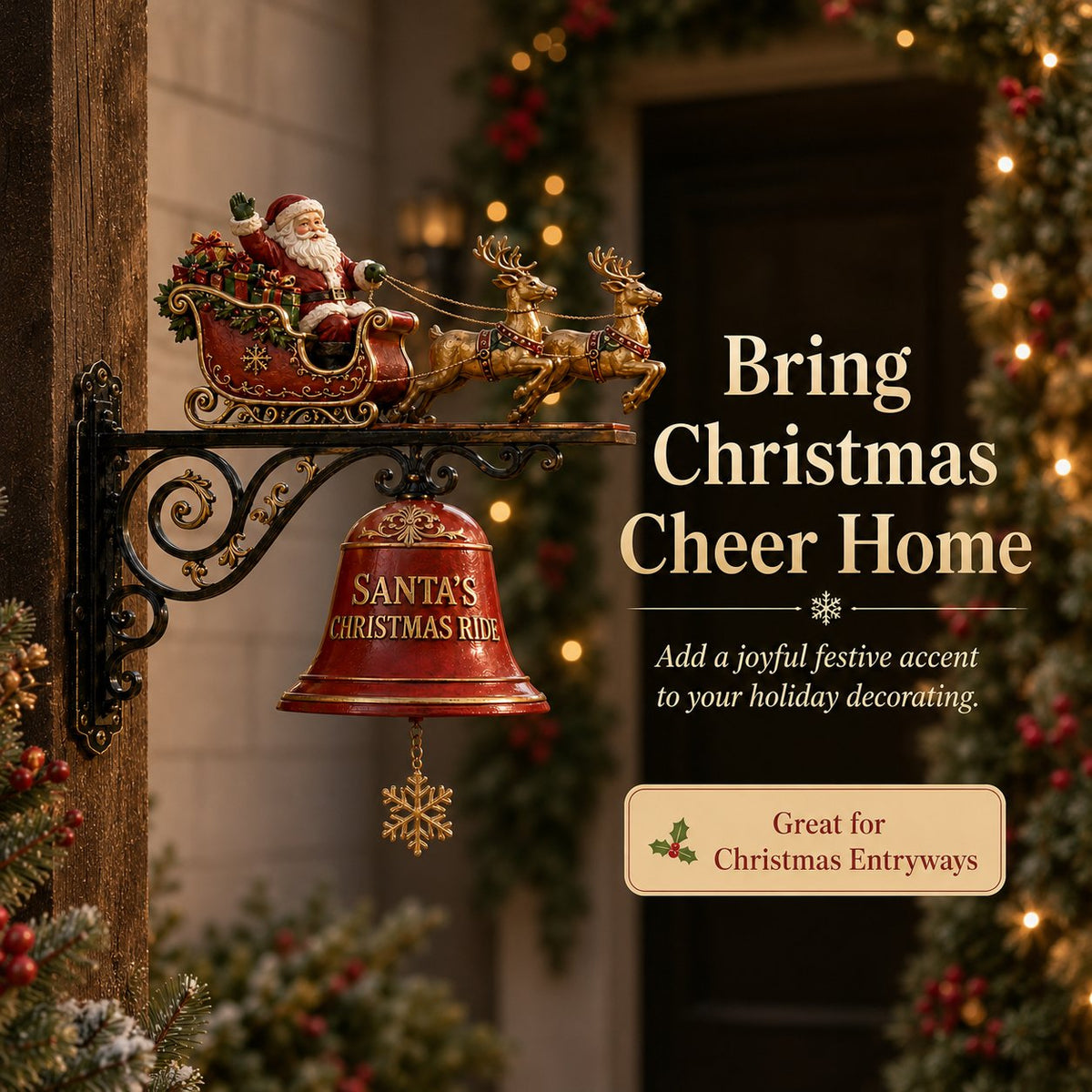 🎅🔔 Santa’s Sleigh Bells 🎄 Charming Christmas Decoration
