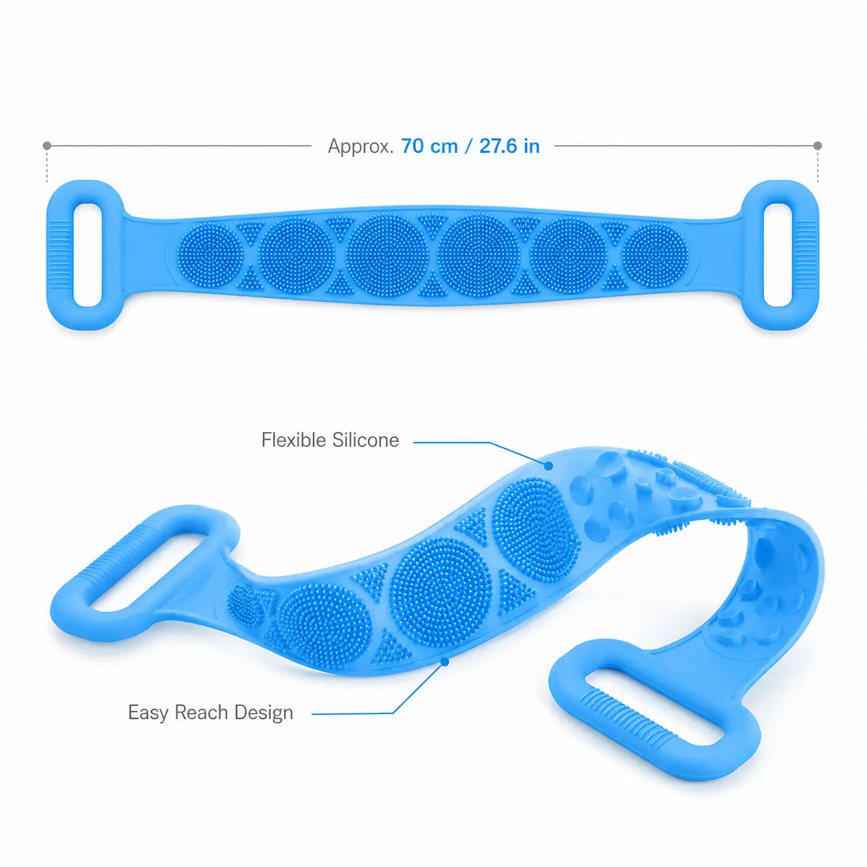 Silicone Bath Brush, Double-Sided Back Scrubber for Body Cleansing & Exfoliating
