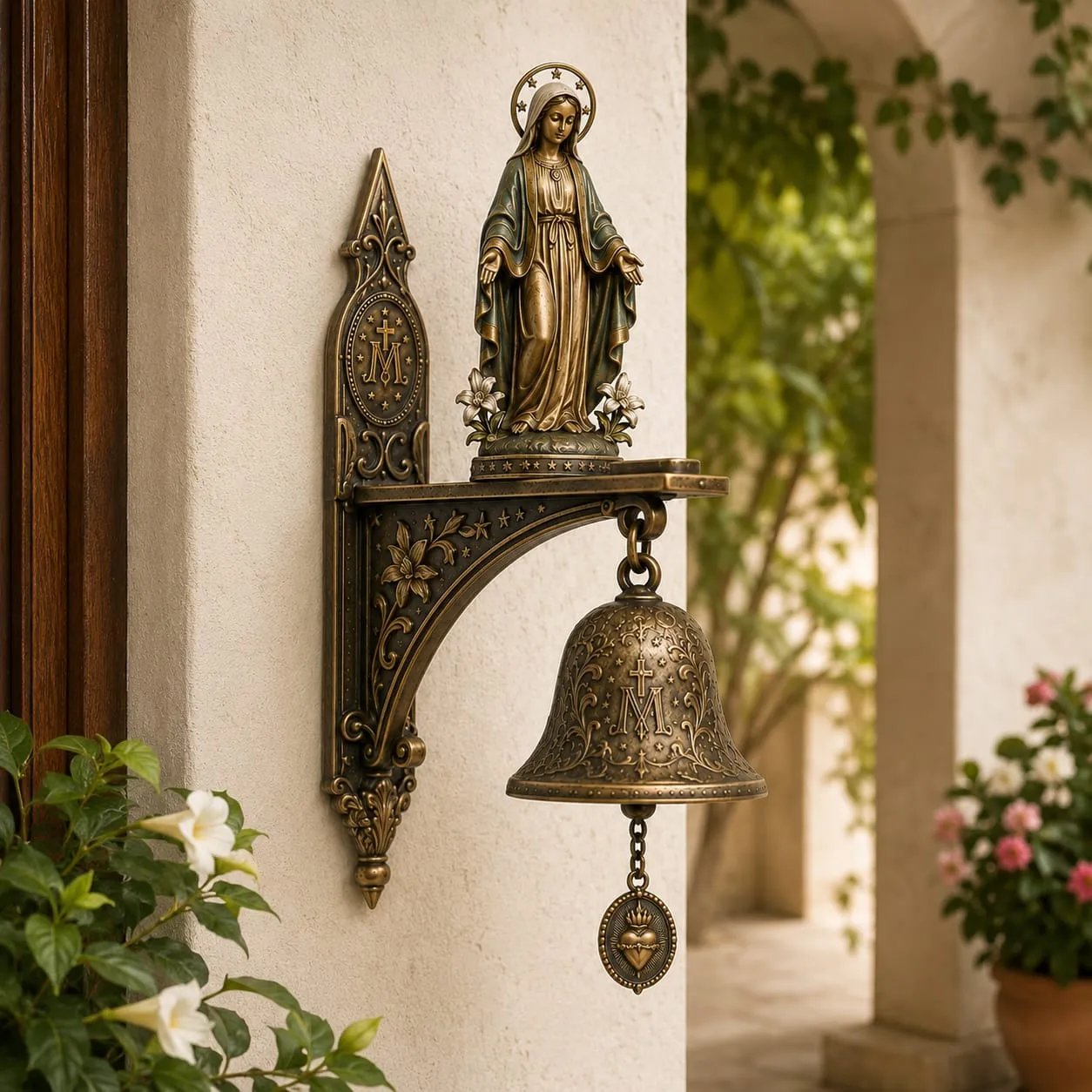 ✨ Our Lady of Grace Miraculous Medal Wall Bell – A Meaningful Catholic Gift for Mom, Grandma & Women of Faith