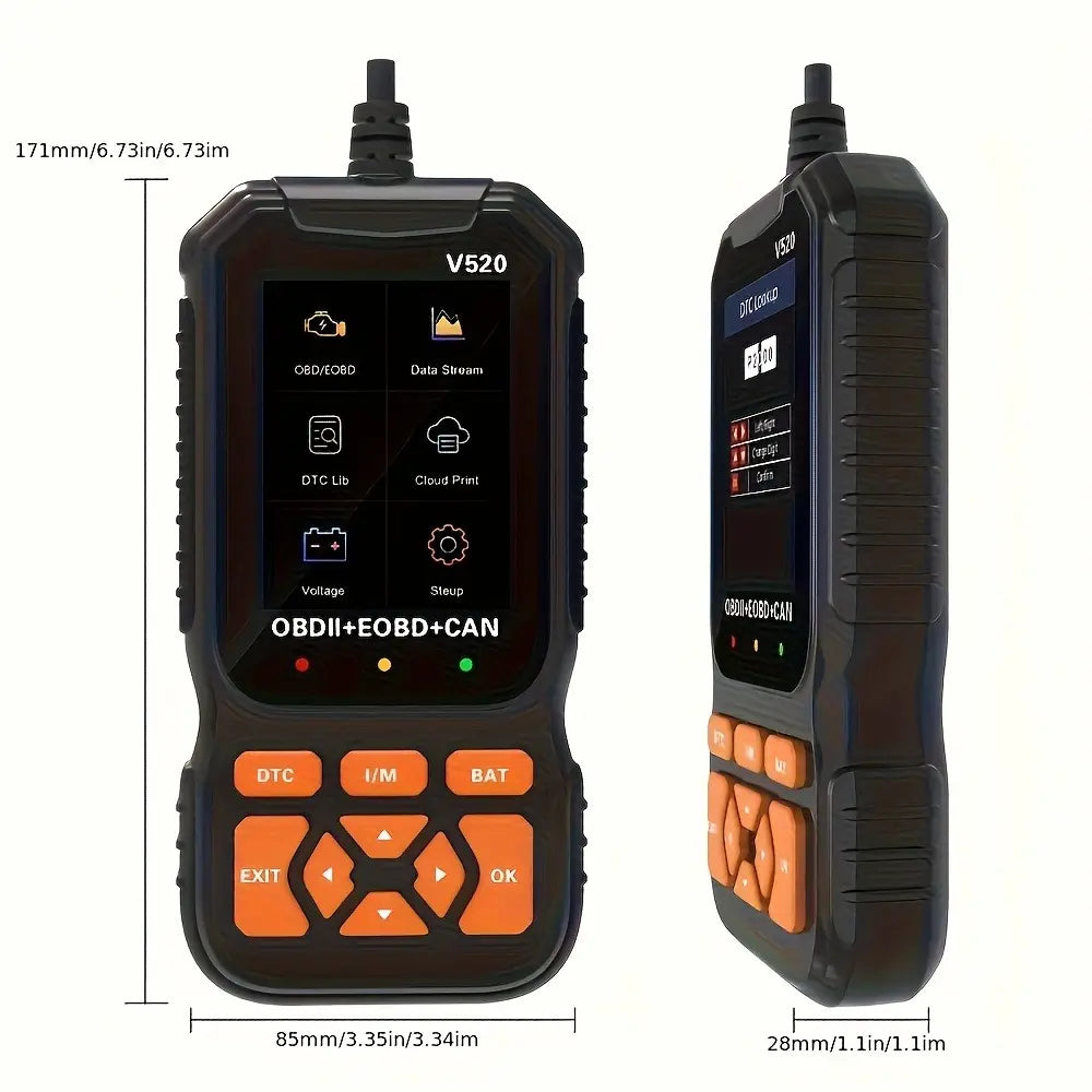 V520 OBD2 Scanner Car Diagnostic Tool, Code Reader with Live Data Stream, Battery Voltage Test & I/M Readiness for All OBDII Vehicles