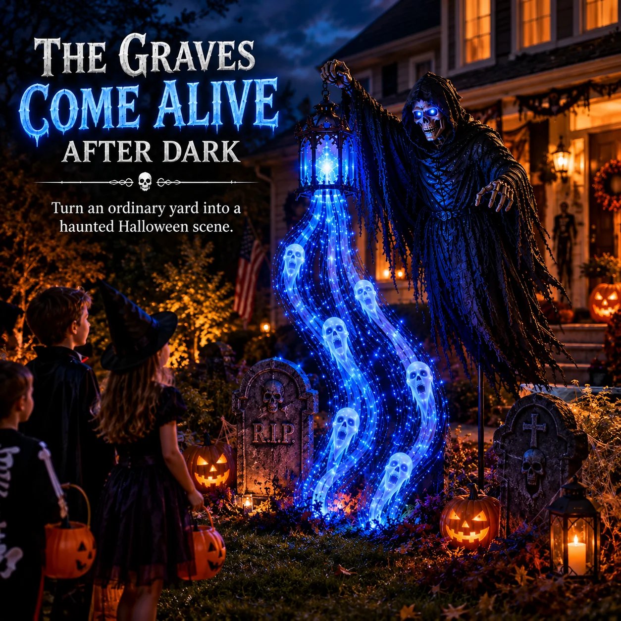 🔥49% OFF Today  🎁💀 Halloween Haunted Yard Lights – Solar Spirit Character Collection👻