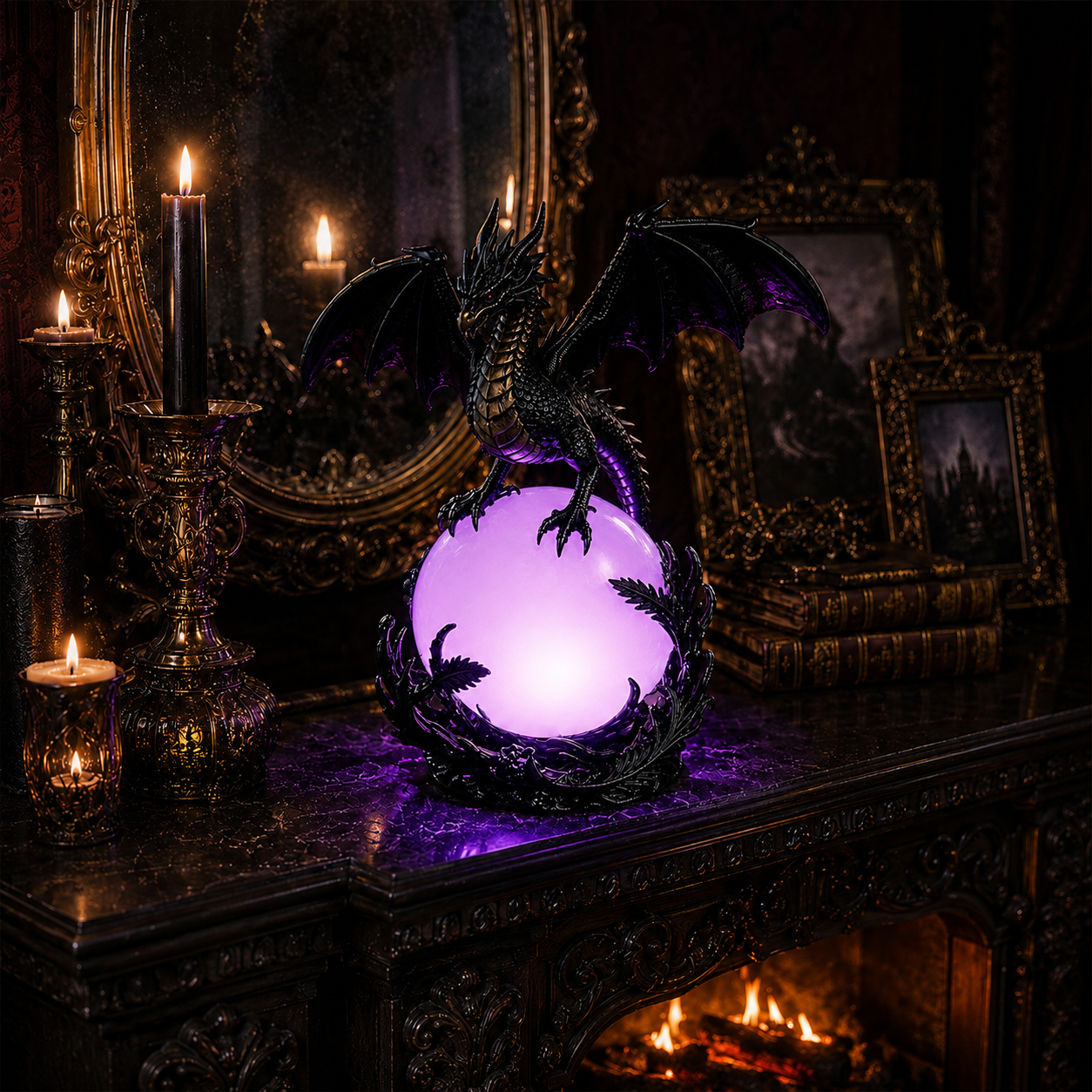 🔥Free Shipping🔮 Gothic Dragon LED Crystal Ball Lamp — Dark Aesthetic Decor