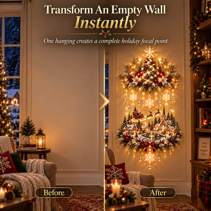 🎄 Magical Christmas Tree & Village Wall Light ✨ Cascading Warm Holiday Glow