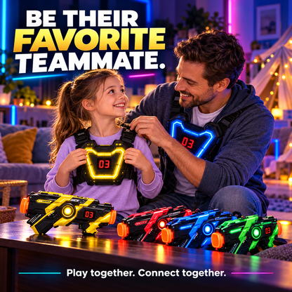 ⚡🎯Infrared Laser Tag Game Set – Neon Blasters & LED Chest Targets