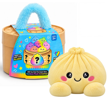 🤗💙 Squishy Dumpling Plush with Steamer Basket – Slow-Rise Cute Collectible🥟🎁