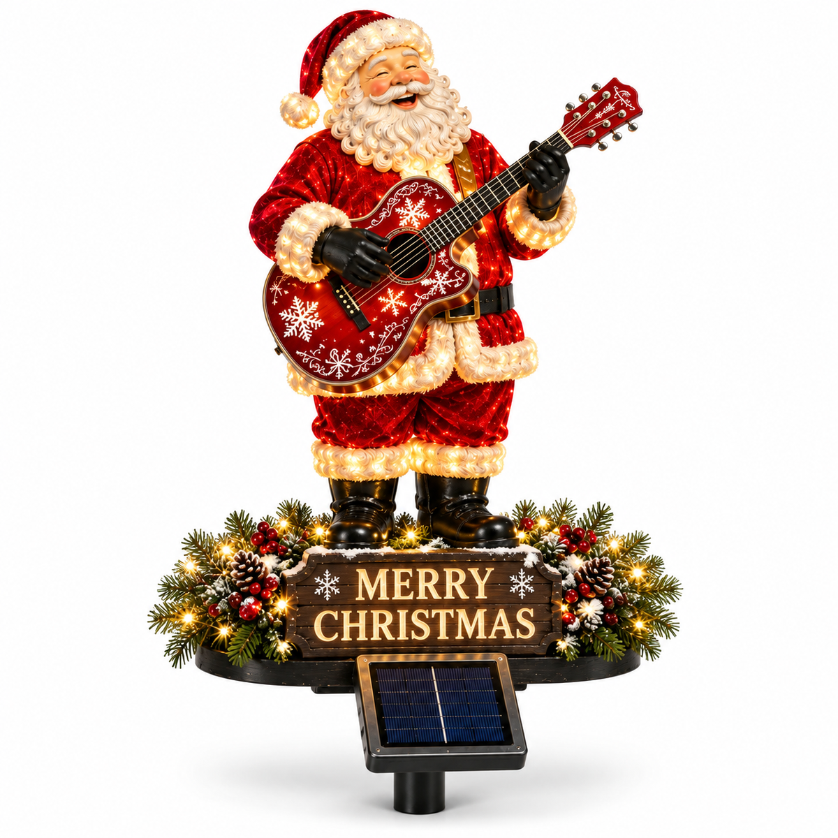 🎅🎸 Solar Guitar Santa Christmas Yard Light