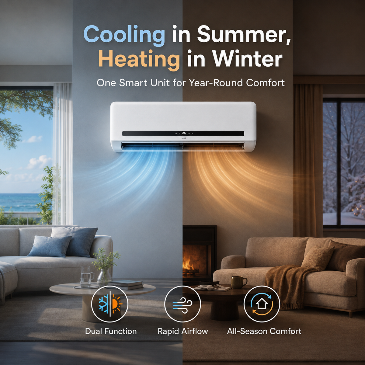 Fast Cooling & Heating❄️🔥 2-in-1 Wall-Mounted Heater & Air Cooler | Built for Everyday Living🍃