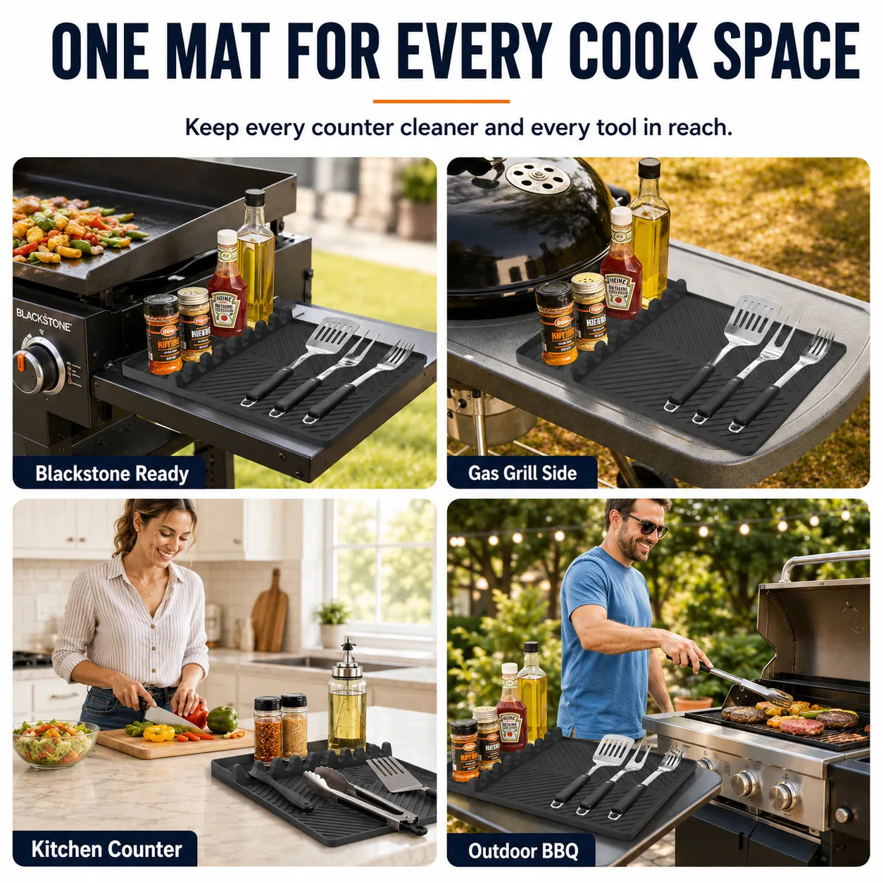 16.5x11' Silicone Mat – Heat Resistant, Dishwasher Safe, Non-Slip for Grill & Counter