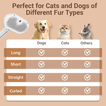 3-in-1 Steam Pet Brush | Self-Cleaning Deshedding & Massage Tool for Cats & Dogs
