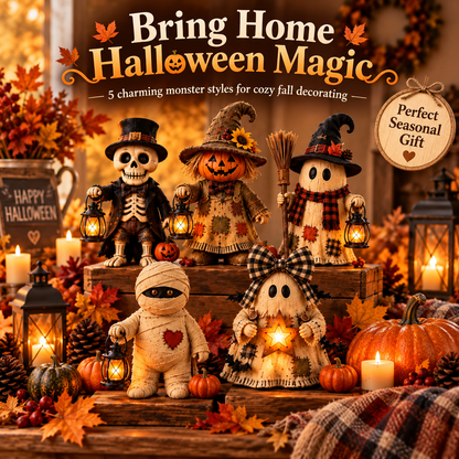 🎃 Halloween Monster Lantern Figurines – 5 Cozy Spooky Styles