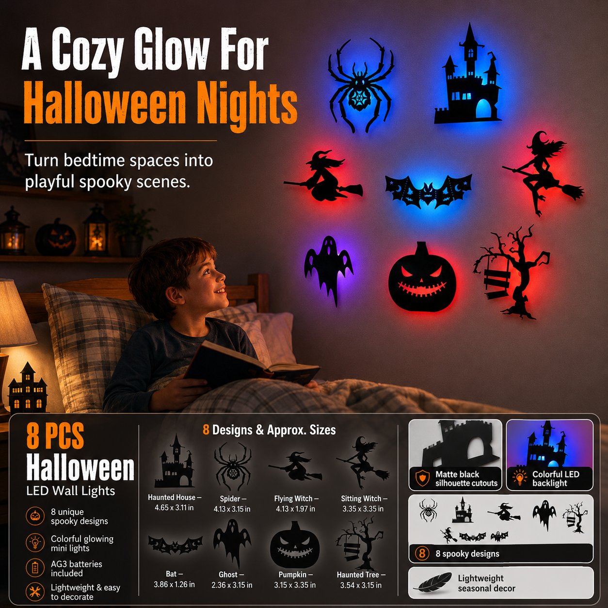 🎃 3D Light-Up Halloween Wall Decals — Turn Any Wall Into a Spooky Glow Show! 👻✨