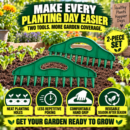 🌱 2-Pack Garden Furrow Maker & Seed Spacing Tool Set