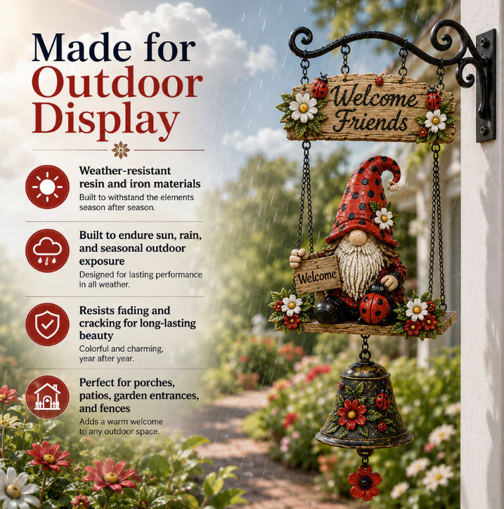 ⏰Limited Time 50% OFF🐞 Rustic Gnome Bell – Charming Garden Yard Decor