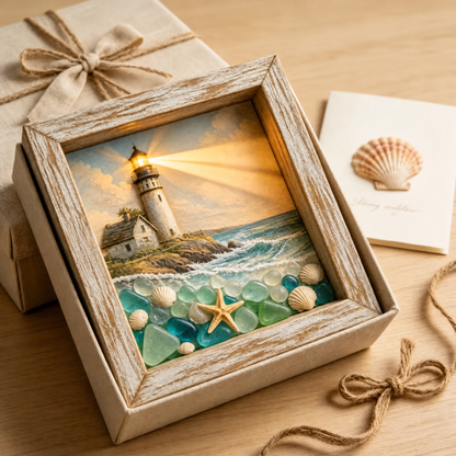 🌊 Sea Glass Lighthouse Night Light ✨ Bring Coastal Charm to Any Room