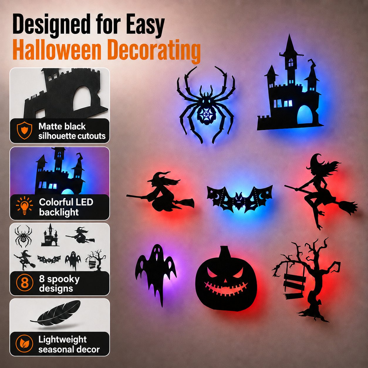 🎃 3D Light-Up Halloween Wall Decals — Turn Any Wall Into a Spooky Glow Show! 👻✨
