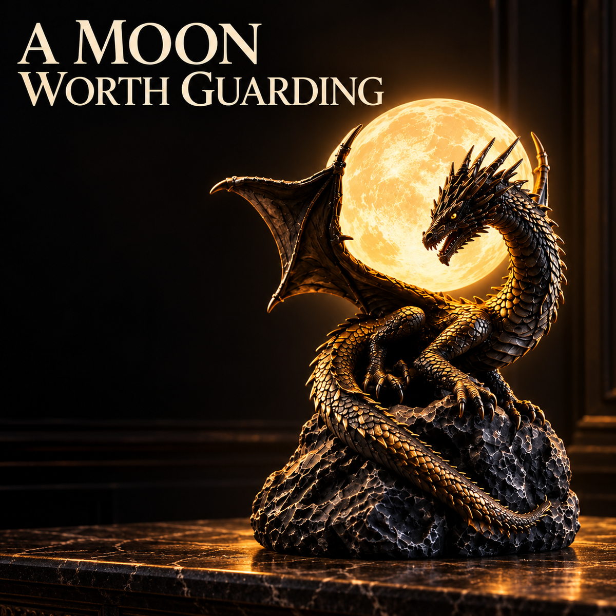 🐉 Gothic Dragon Moon Lamp – Glowing Fantasy Statue