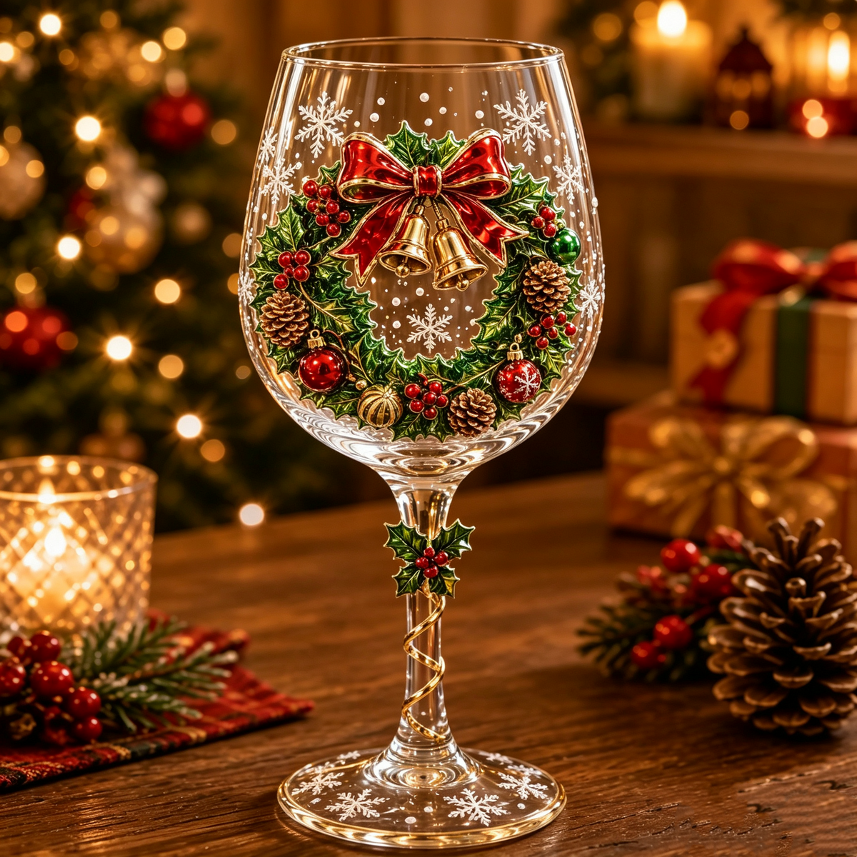 Christmas tree decorative stemmed glass
