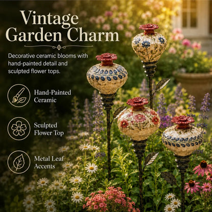 🐦🌸 Vintage Hummingbird Feeder Garden Stake – Decorative Outdoor Bird Feeder