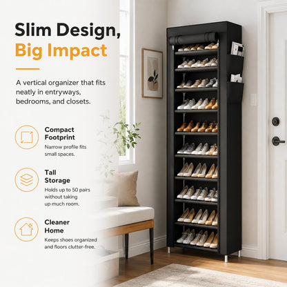 👟Large Capacity Shoe Storage Cabinet | Multi-Level Entryway Shoe Organizer With Dust Cover