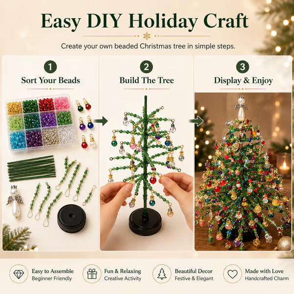 🎄✨ DIY Beaded Christmas Tree Kit – 🎅Create Your Own Sparkling Holiday Decoration(📦Buy 2 Free Shipping)